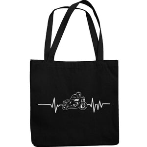 Motorbike Heartbeat Canvas Tote Shopping Bag - Getting Shirty