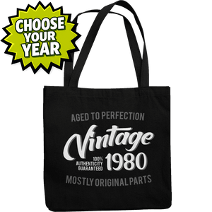 Vintage Birthday Celebration Canvas Tote Shopping Bag - Getting Shirty