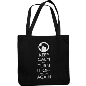 Keep Calm And Turn It Off And On Again Canvas Tote Shopping Bag - Getting Shirty