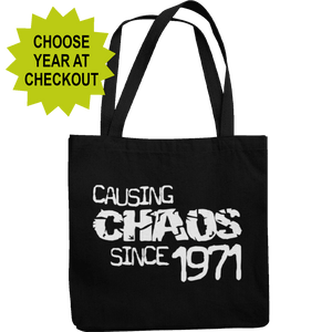 Causing Chaos Birthday Celebration Canvas Tote Shopping Bag - Getting Shirty