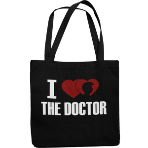 I Love The 10th Doctor Canvas Tote Shopping Bag - Getting Shirty