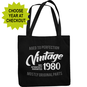 Vintage Birthday Celebration Canvas Tote Shopping Bag - Getting Shirty